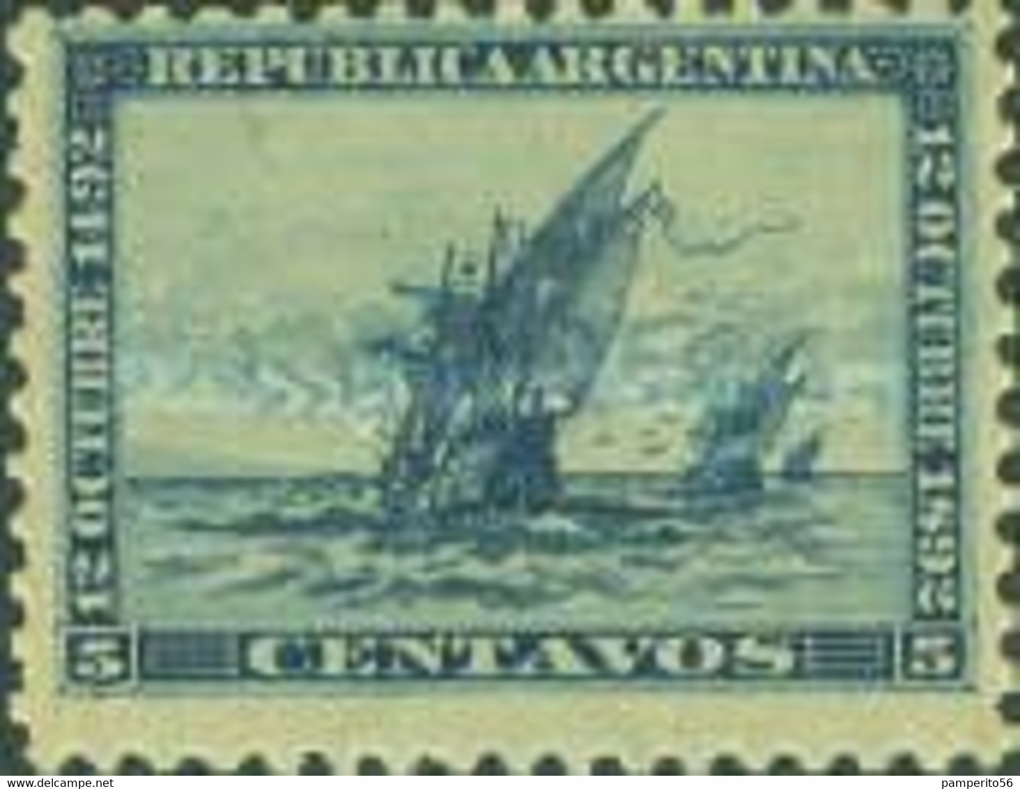 ARGENTINA - AÑO 1892 - 5c. IV Aniversario Del Descubrimiento De América - Oblitérés