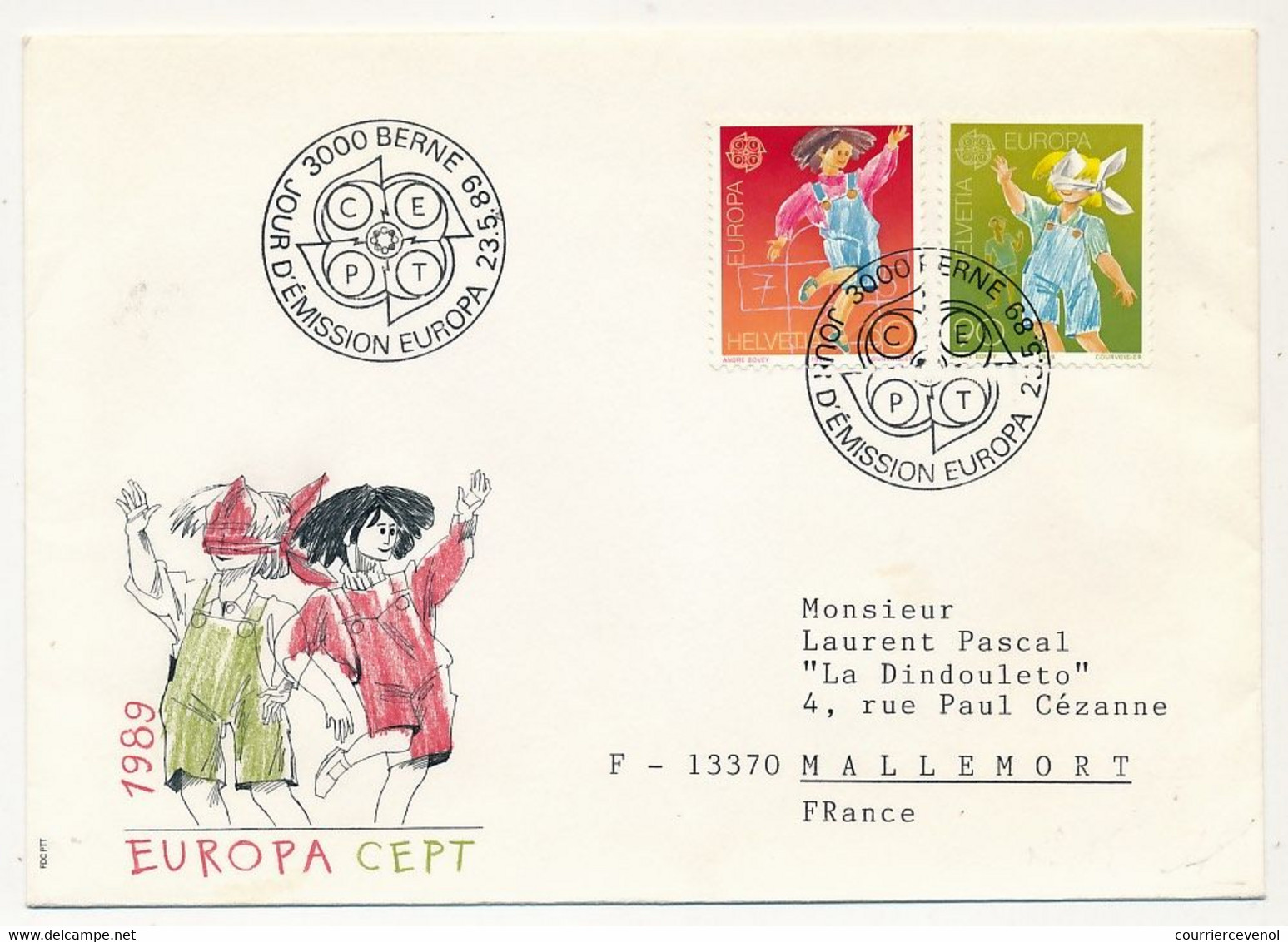 SUISSE - Env. FDC - Série EUROPA 1989 - BERN - 23/5/1989 - FDC