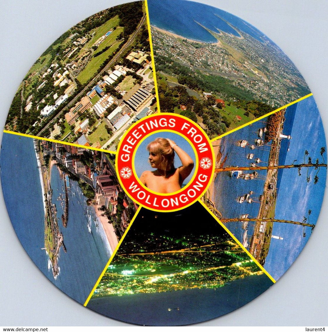 (3 M 11) ROUND SHAPE Postcard 15 Cm Diameter) Australia - NSW - Wollongong  (5 Views) - Wollongong