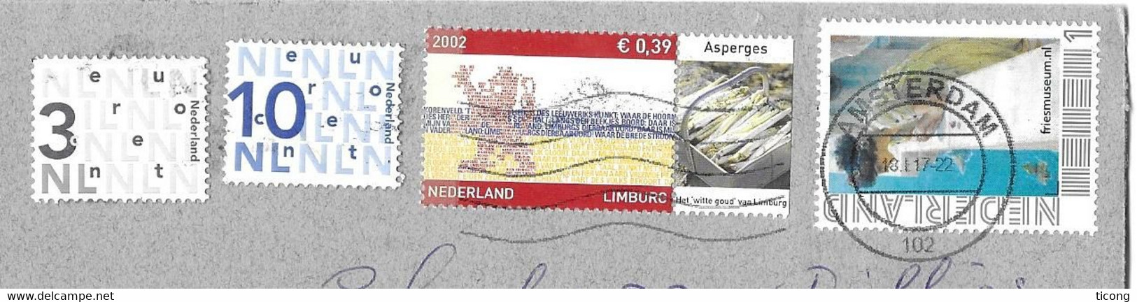 AMSTERDAM PAYS BAS 2017 - LETTRE POUR LA FRANCE, LIMBOURG, ASPERGE, FRIESMUSEUM - VOIR LES SCANNERS - Covers & Documents