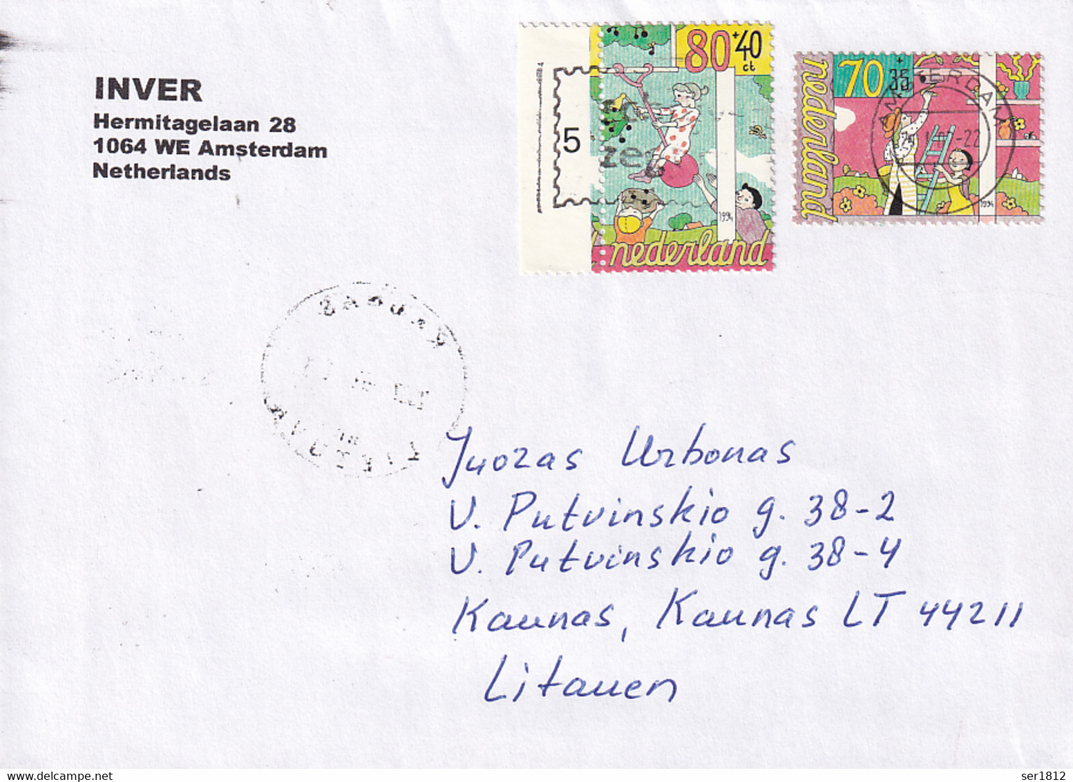 Netherlands 2007 Postal Cover Lithuania Kauans - Storia Postale