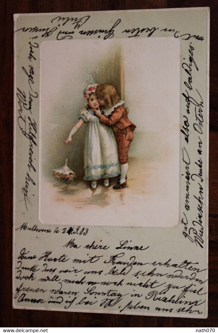 AK CPA 1903 Kinder Jund Frauen Blumen Gruss Aus Litho Elsass Alsace Fleurs Enfant Gentilhomme Heiligenstein - Autres & Non Classés