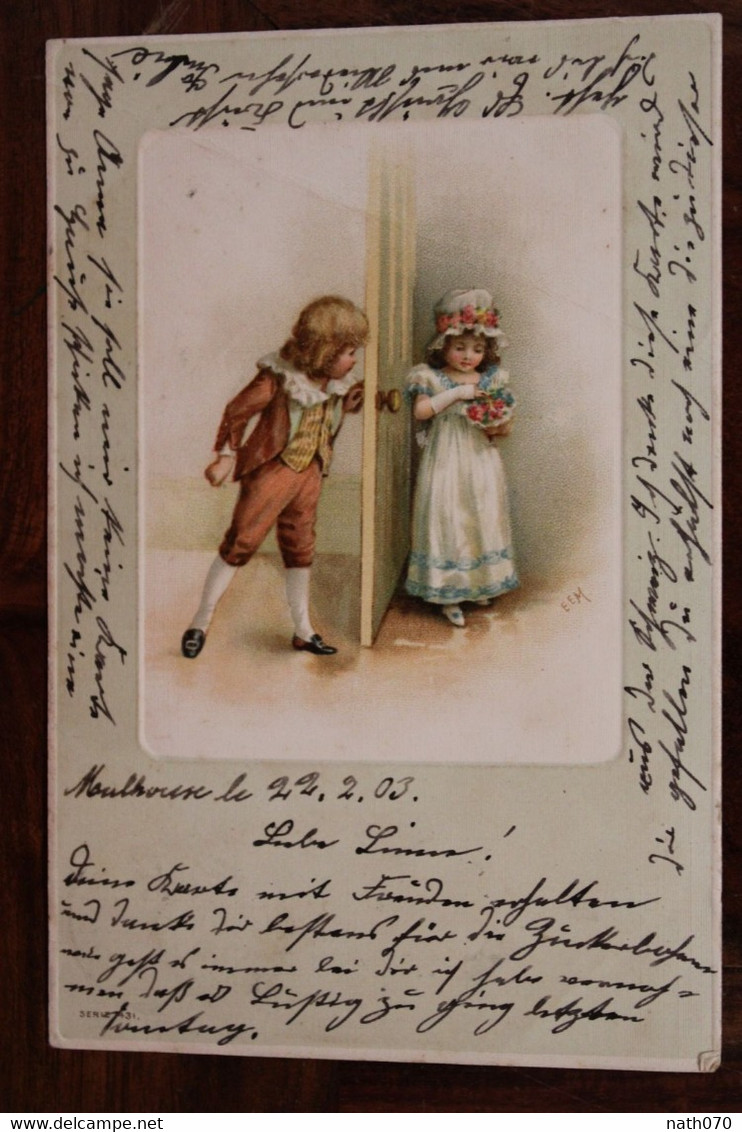 AK CPA 1903 Kinder Jund Frauen Blumen Gruss Aus Litho Elsass Alsace Fleurs Enfant Gentilhomme Heiligenstein - Voor 1900