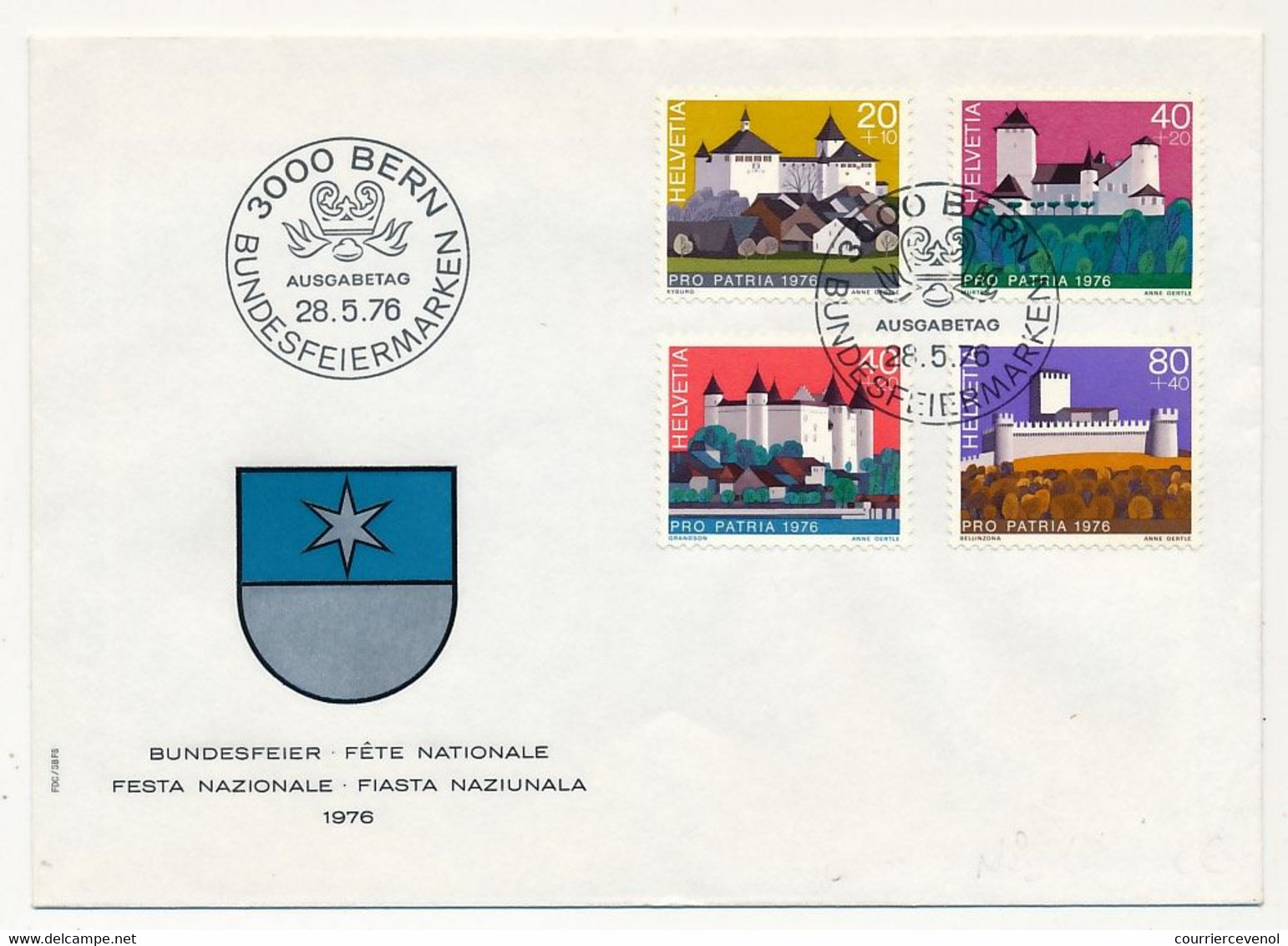 SUISSE - Envel. FDC - Série Pro Patria 1976 - BERN - 28/5/1976 - FDC