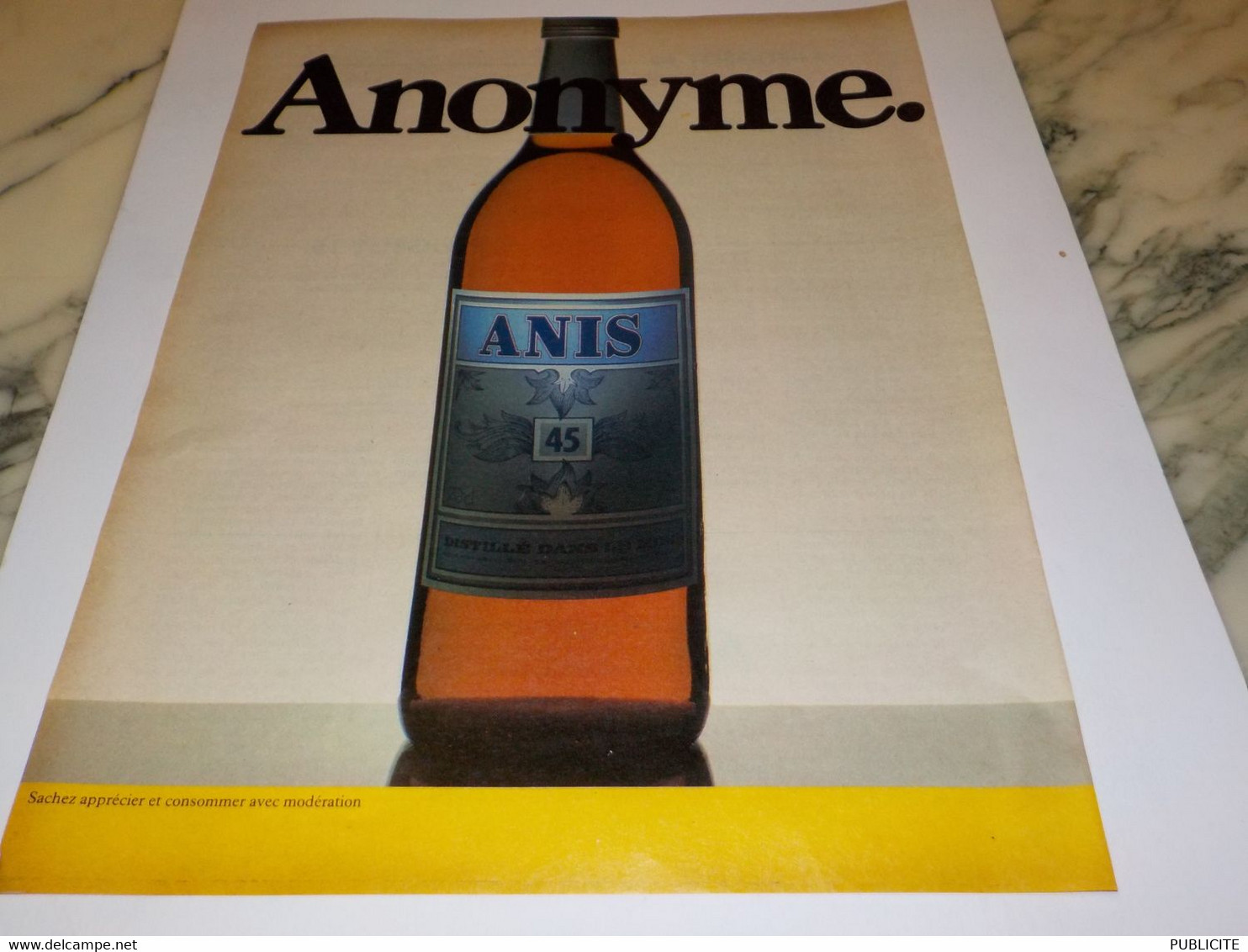 ANCIENNE  PUBLICITE ANIS ANONYME  1984 - Alcools