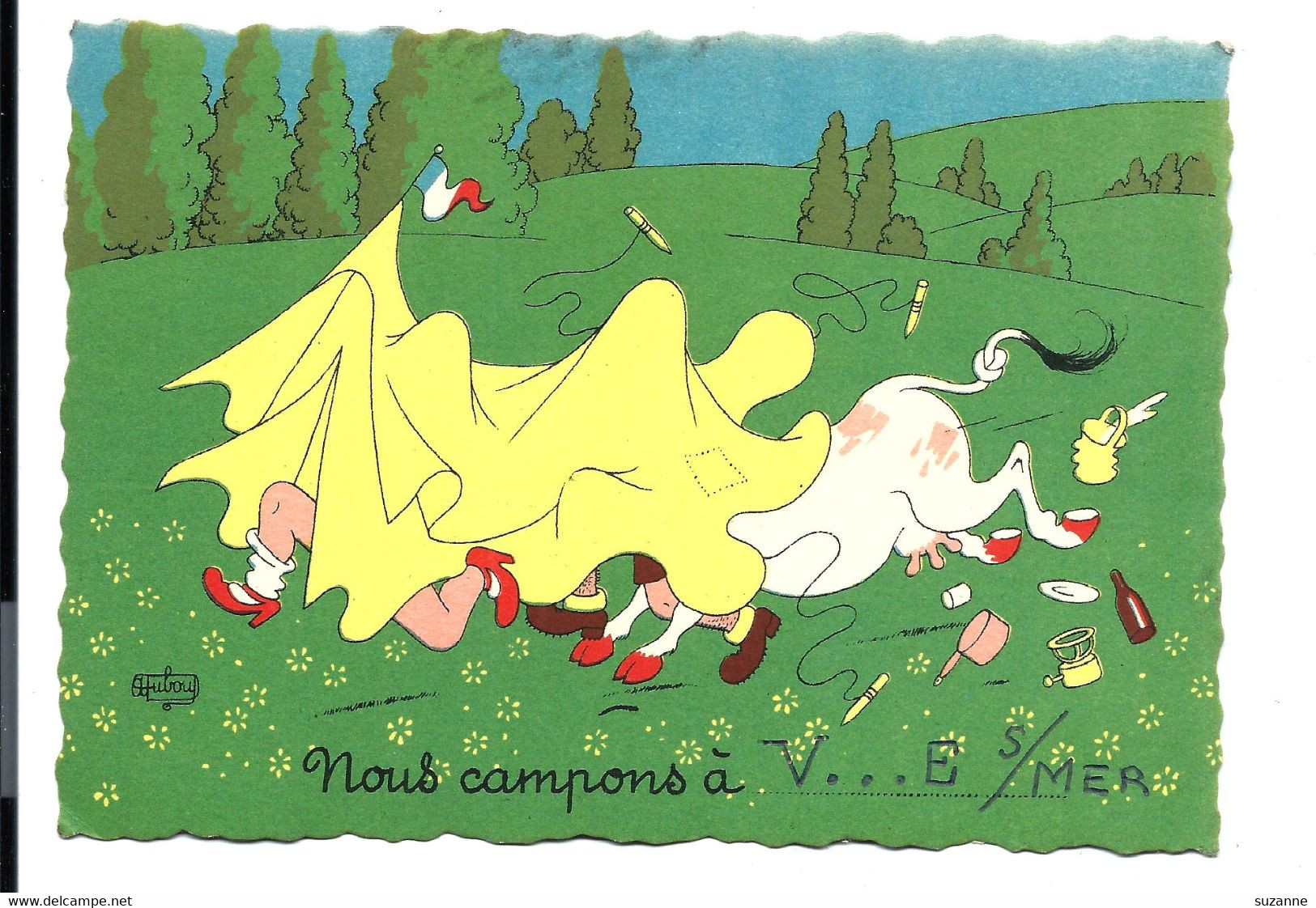 DUBOUT - Illustrateur - Nous Campons - Thème Vache - Camping - VENTE DIRECTE X - Dubout