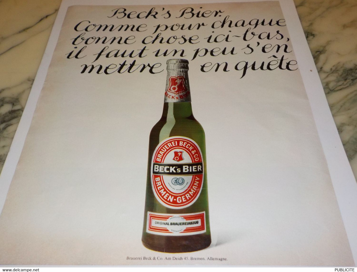 ANCIENNE  PUBLICITE BIERE BECK S BIER 1975 - Alcools