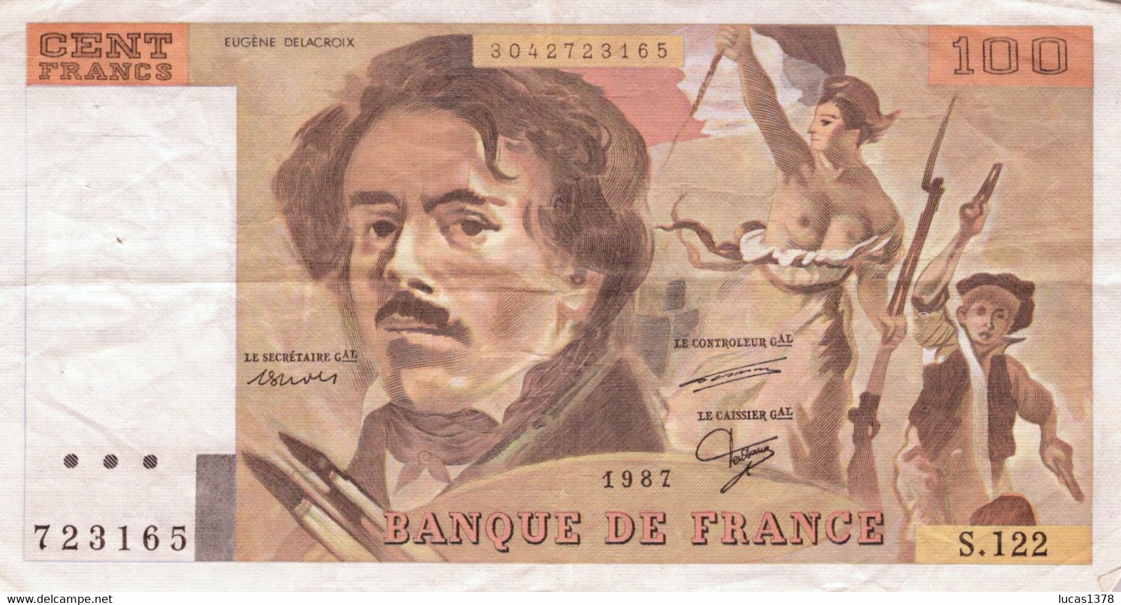 FRANCE - 100 Francs - 1987 - P 154.c - Serie S 122 - EUGÈNE DELACROIX - 100 F 1978-1995 ''Delacroix''