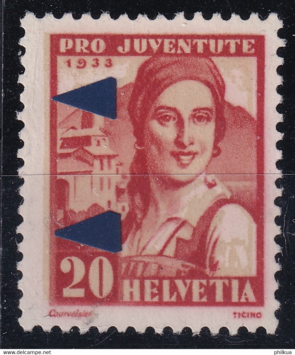 Pro Juventute 1933 - ABART - 67.1.09 - Verschobener Unterdruck - Ungebraucht/(*) Ohne Gummi - Abarten