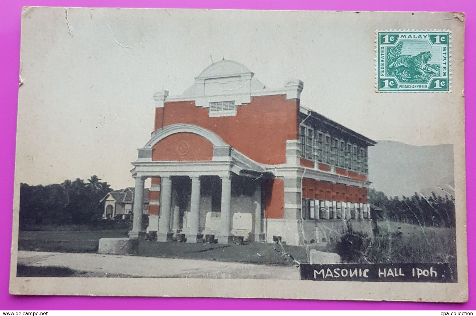 Cpa Perak Ipoh Masonic Hall Malay Malaysia Malaisie Stamp Rare Franc Maçonnerie Masonic Mason Freemasonry Freimaurer - Malasia