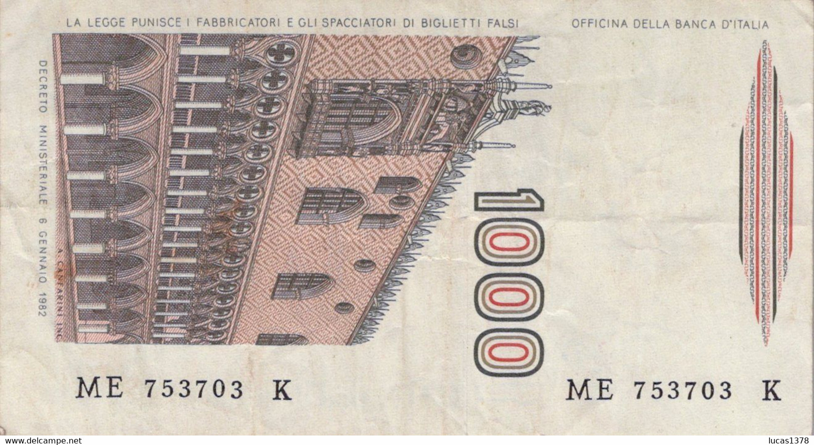 1000 Lire "M.Polo" / P#109b Signature Ciampi And Speziali / 06/01/1982 - 1000 Lire