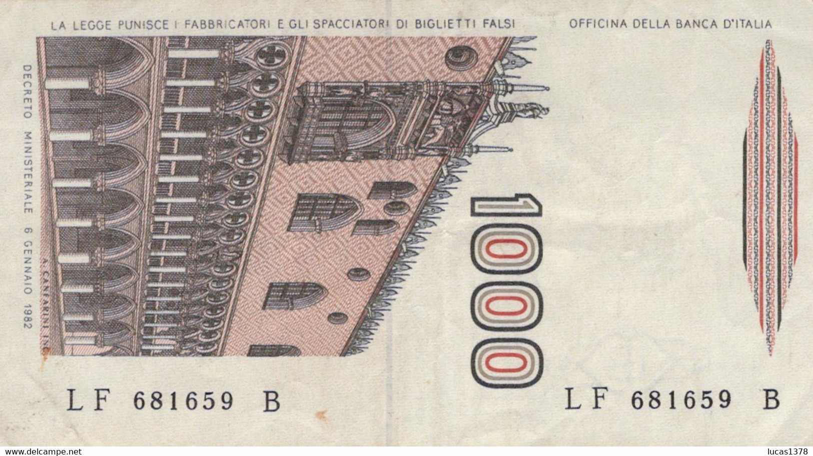 1000 Lire "M.Polo" / P#109b Signature Ciampi And Speziali / 06/01/1982 - 1000 Lire