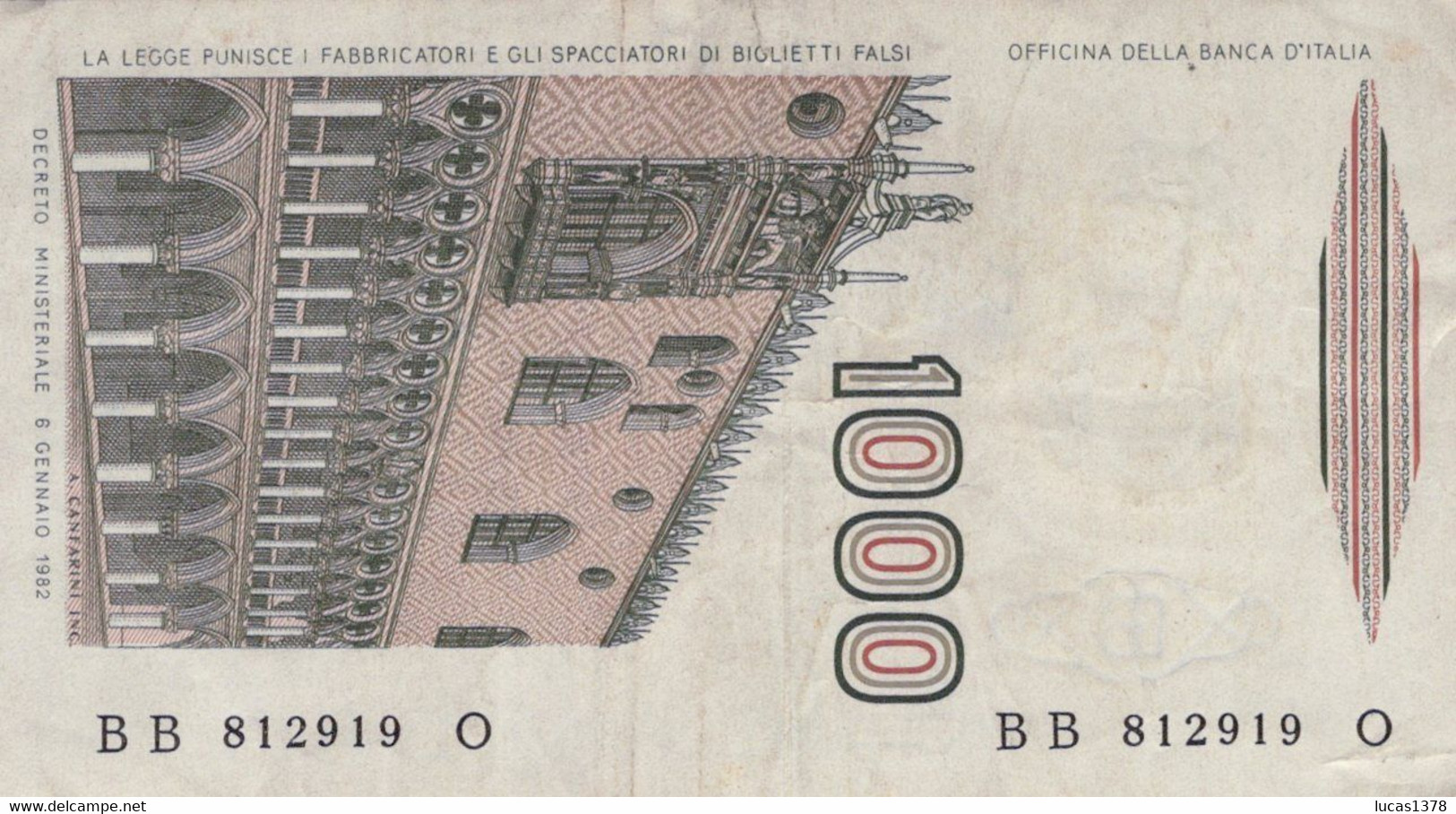 1000 Lire "M.Polo" / P#109b Signature Ciampi And Stevani  / 06/01/1982 - 1000 Liras