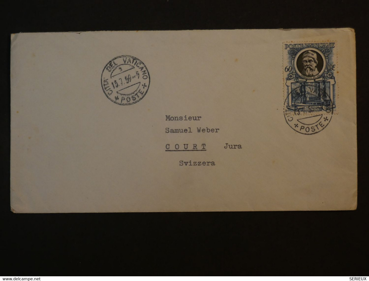 # 32 VATICAN BELLE LETTRE 1959 ROMA  A COURT SUISSE  +  + AFFR.  PLAISANT+++ - Storia Postale