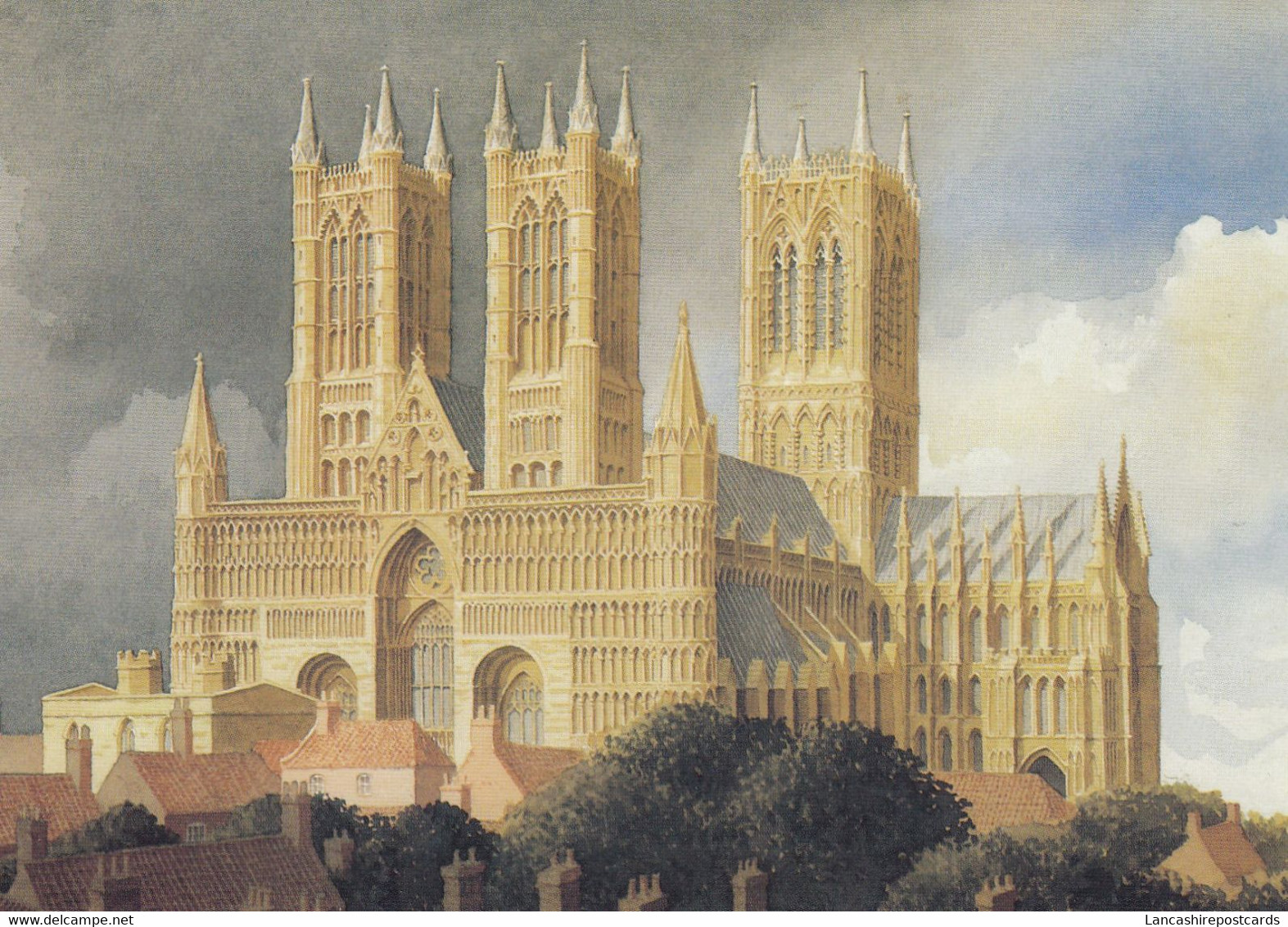 Postcard Lincoln Cathedral Artwork By John Bangay My Ref B26009 - Lincoln