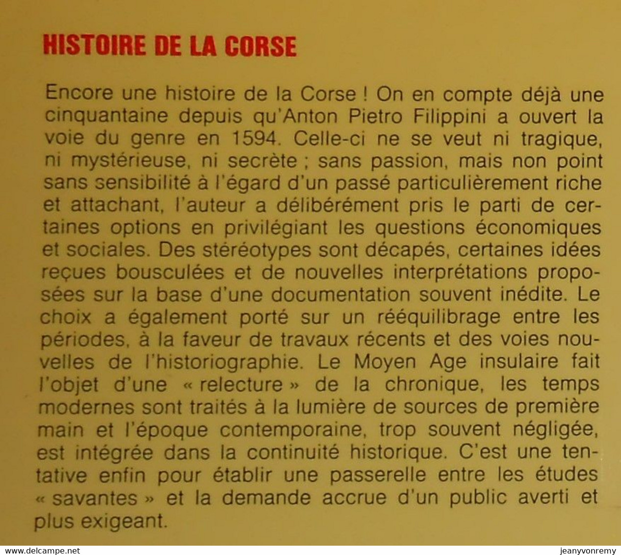 Histoire De La Corse. Francis Pomponi. 1979 - Corse