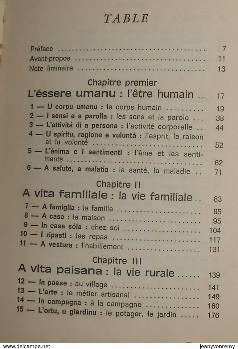 Vocabulaire Analogique De La Langue Corse. Jean Costa. 1972 - Corse