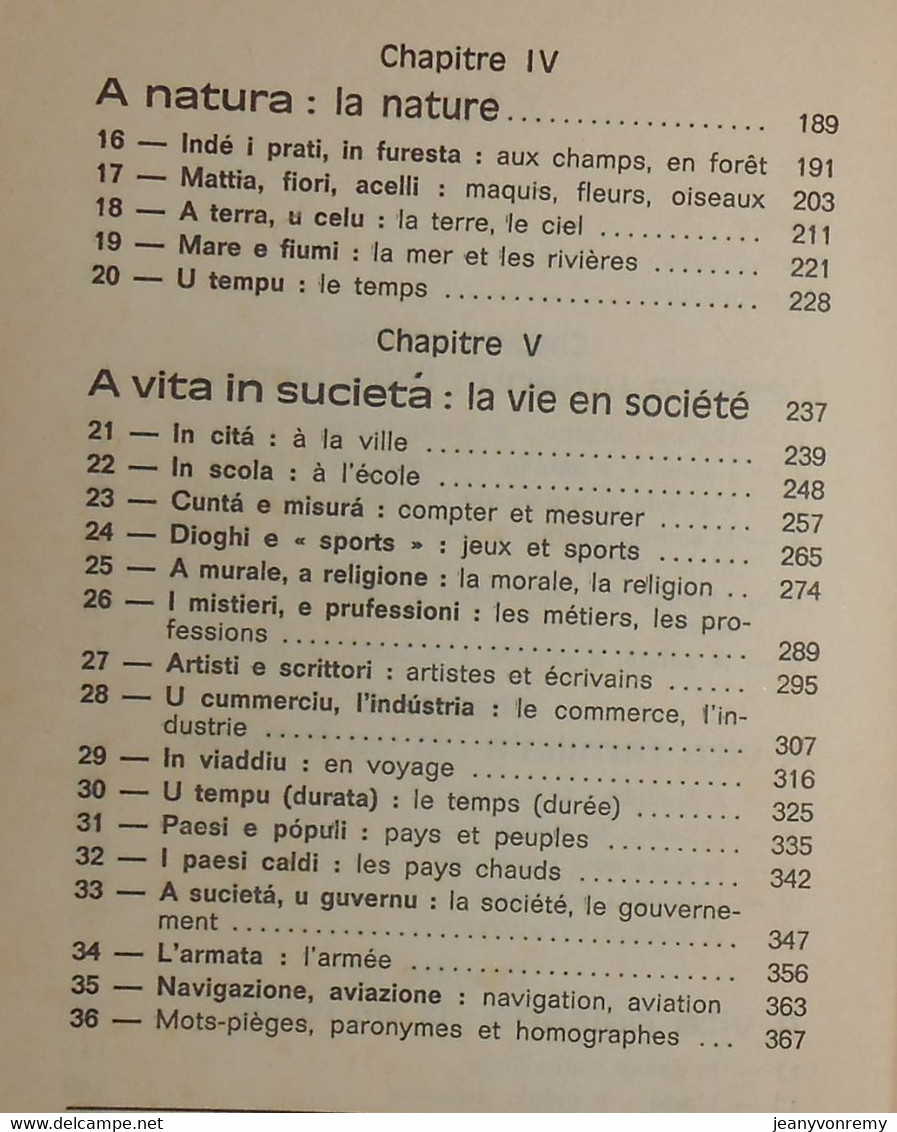 Vocabulaire Analogique De La Langue Corse. Jean Costa. 1972 - Corse