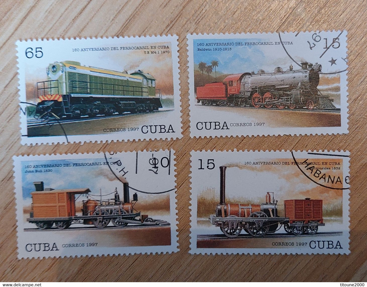 CUBA - 4 Timbres Oblitérés 1997 Anniversaire Des 160 Ans Du Chemin De Fer Cubain - Collections, Lots & Series