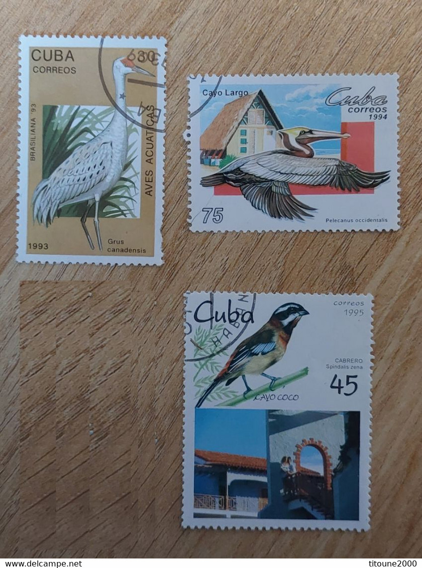 CUBA - 3 Timbres Oblitérés 1993-95 Thème Nature - Collections, Lots & Series