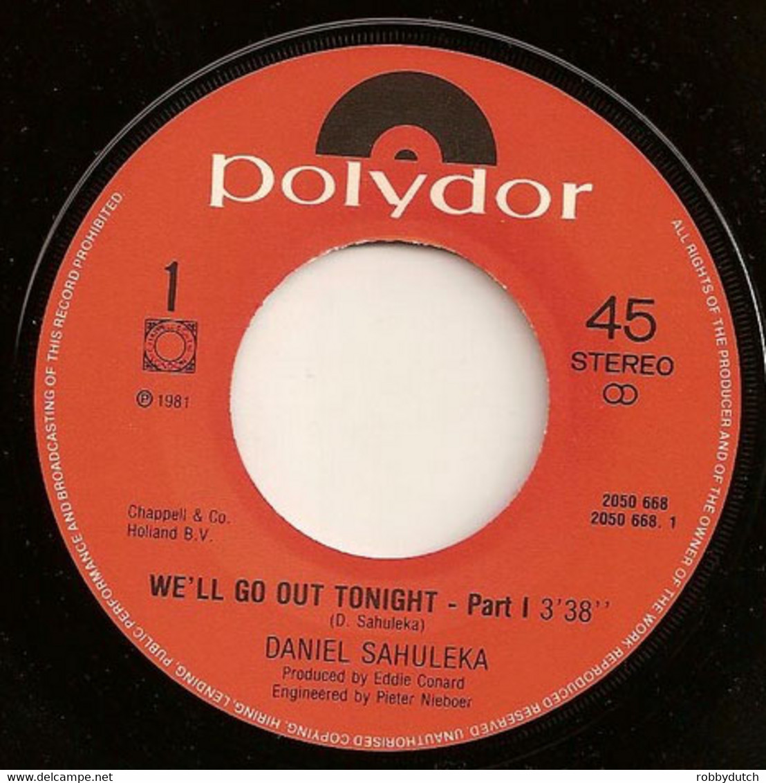 * 7" * DANIEL SAHULEKA - WE' LL GO OUT TONIGHT (Holland 1981) - Soul - R&B