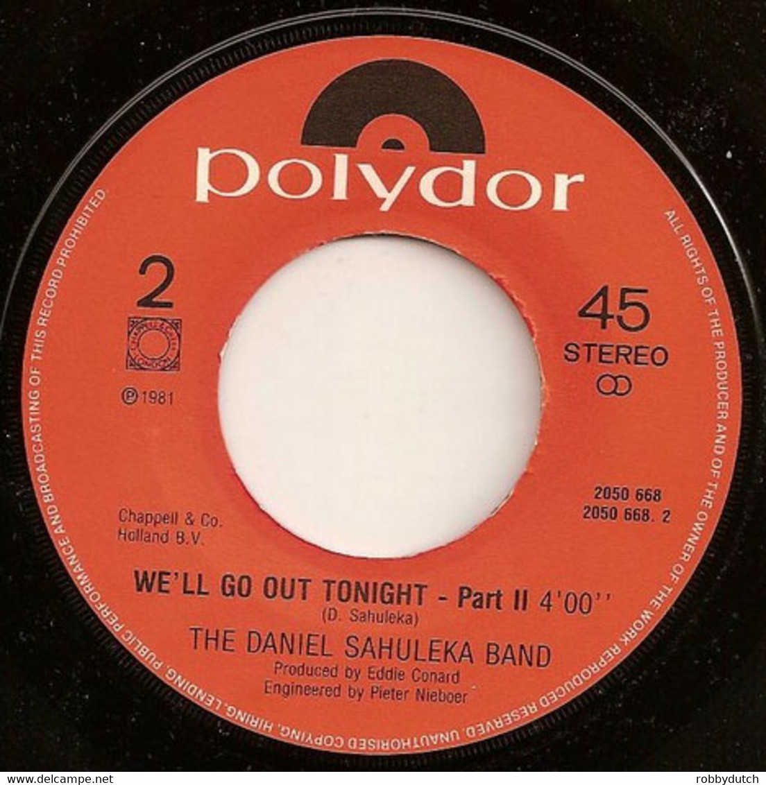 * 7" * DANIEL SAHULEKA - WE' LL GO OUT TONIGHT (Holland 1981) - Soul - R&B
