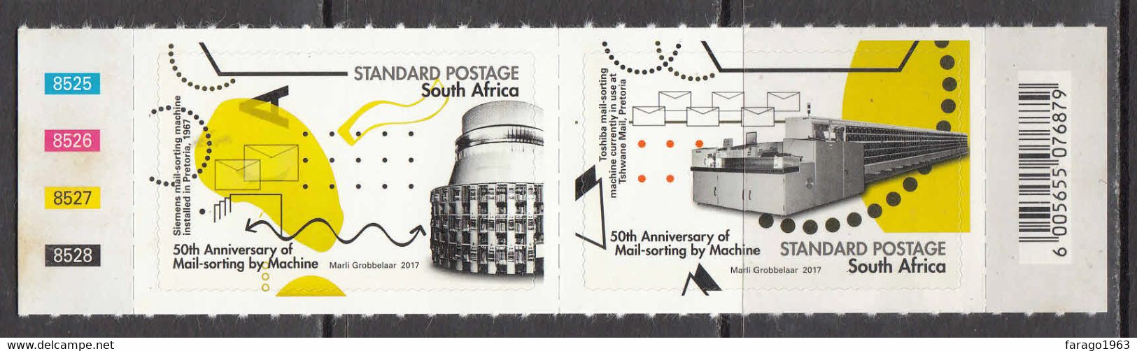 2017 South Africa Mail Sorting Machines Post Office Complete Pair MNH - Nuevos