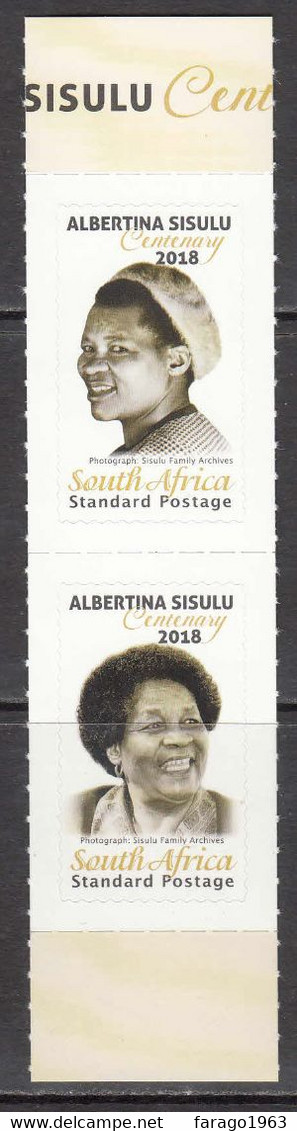 2018 South Africa Sisulu Women  Complete Pair MNH - Unused Stamps