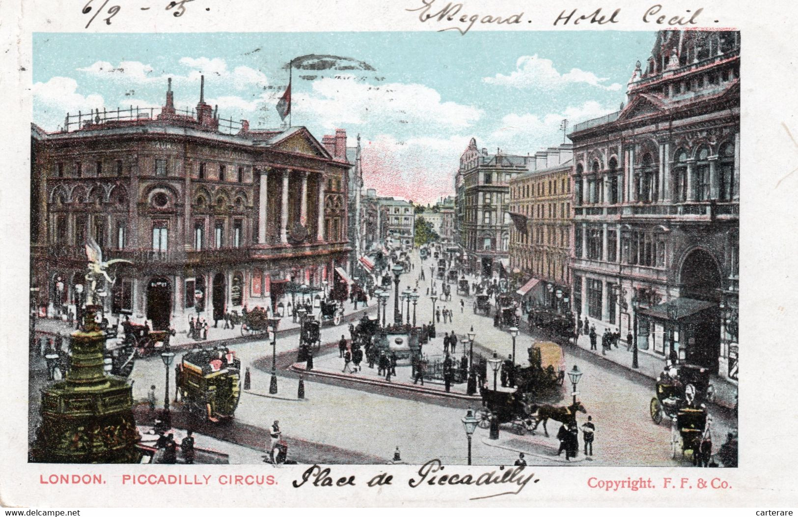 ANGLETERRE,ROYAUME-UNI,UNITED KINGDOM,LONDON,LONDRES,1905,2 TIMBRES - Piccadilly Circus