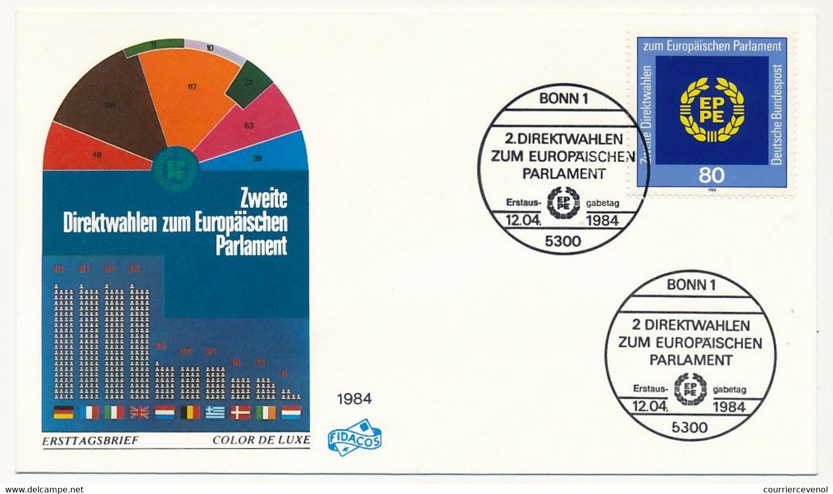 ALLEMAGNE - Env. FDC - 80pf Elections Parlement Européen - Premier Jour BONN 12/4/1984 - Autres & Non Classés