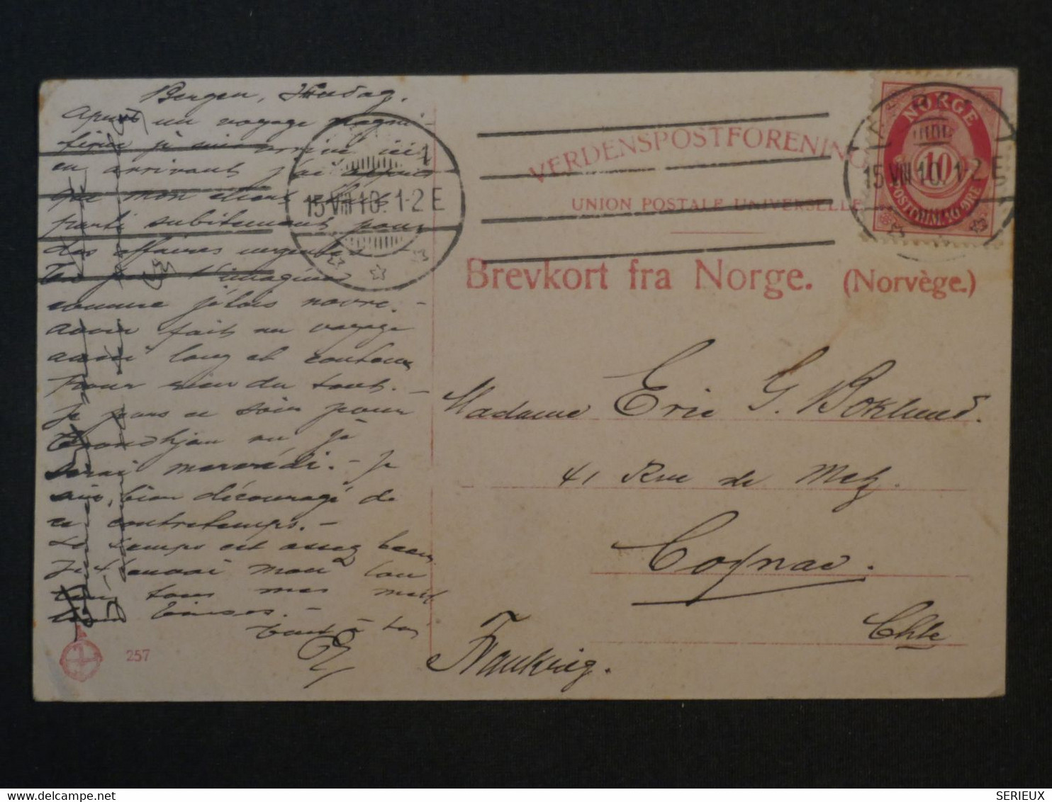 N 31  NORGE  BELLE CARTE 1916 KRISTIANA  A  COGNAC FRANCE   +++ AFFRANCH. PLAISANT + - Lettres & Documents
