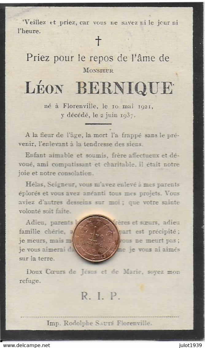 FLORENVILLE ..-- Mr Léon BERNIQUE , Né En 1921 , Décédé En 1937 . - Florenville