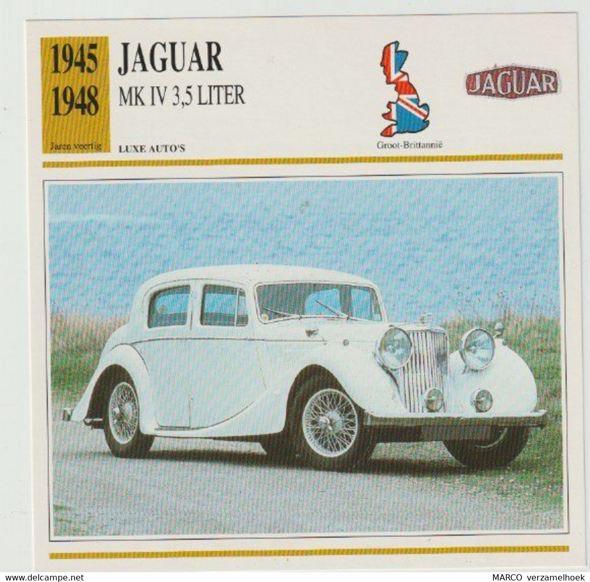 Verzamelkaarten Collectie Atlas: JAGUAR MK IV 3,5 Liter - Automobili