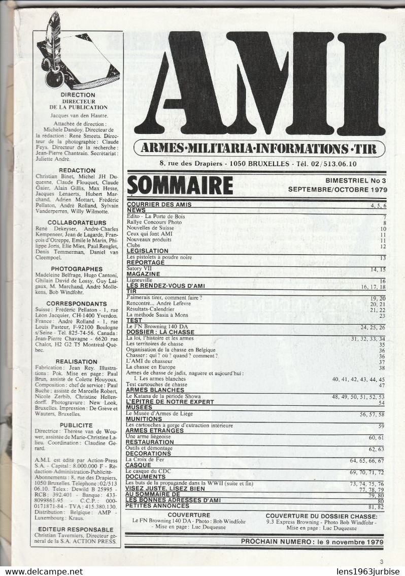 AMI , N° 3 ,septembre 1979,  La Croix De Fer , Militaria Militaire , Couverture Abîmée - Armes