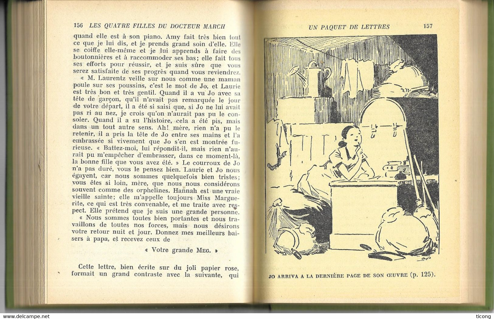 BIBLIOTHEQUE VERTE EDITION 1952  - LES QUATRE FILLES DU DOCTEUR MARCH,  ILLUSTRATIONS DE PECOUD, JAQUETTE, A VOIR - Biblioteca Verde