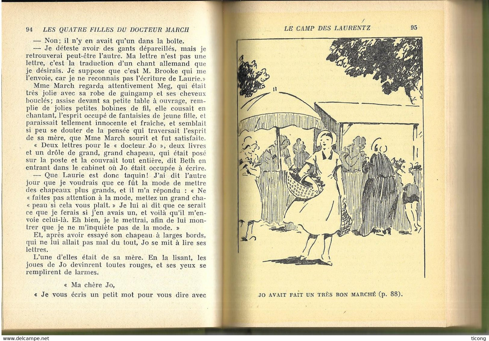 BIBLIOTHEQUE VERTE EDITION 1952  - LES QUATRE FILLES DU DOCTEUR MARCH,  ILLUSTRATIONS DE PECOUD, JAQUETTE, A VOIR - Biblioteca Verde