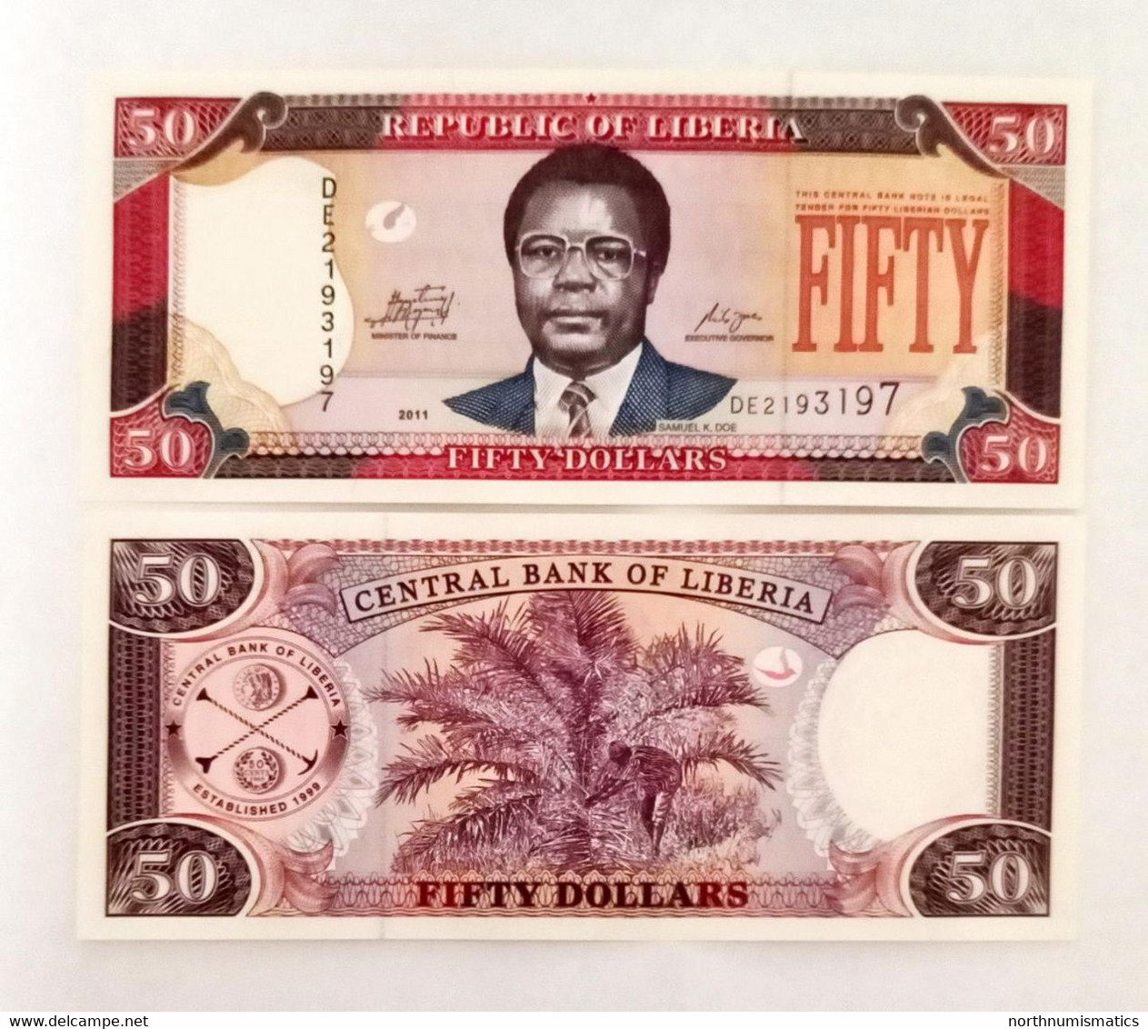 Liberia Set 5 Pcs 5-10-20-50-100 Dollars 2003-2011  Unc