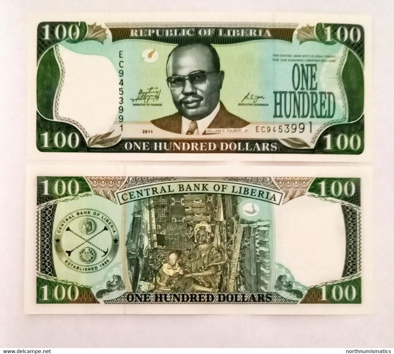 Liberia Set 5 Pcs 5-10-20-50-100 Dollars 2003-2011  Unc