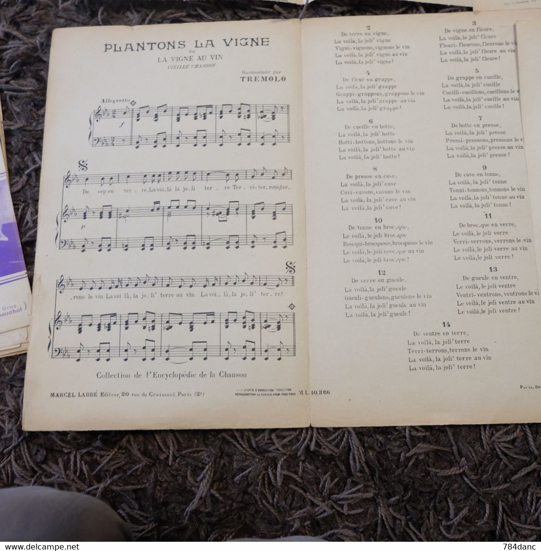 Lot 4 Partitions Musique -Pres De Toi Valse Tango De Lola Plantons La Vigne  Guy Berry - Liederbücher
