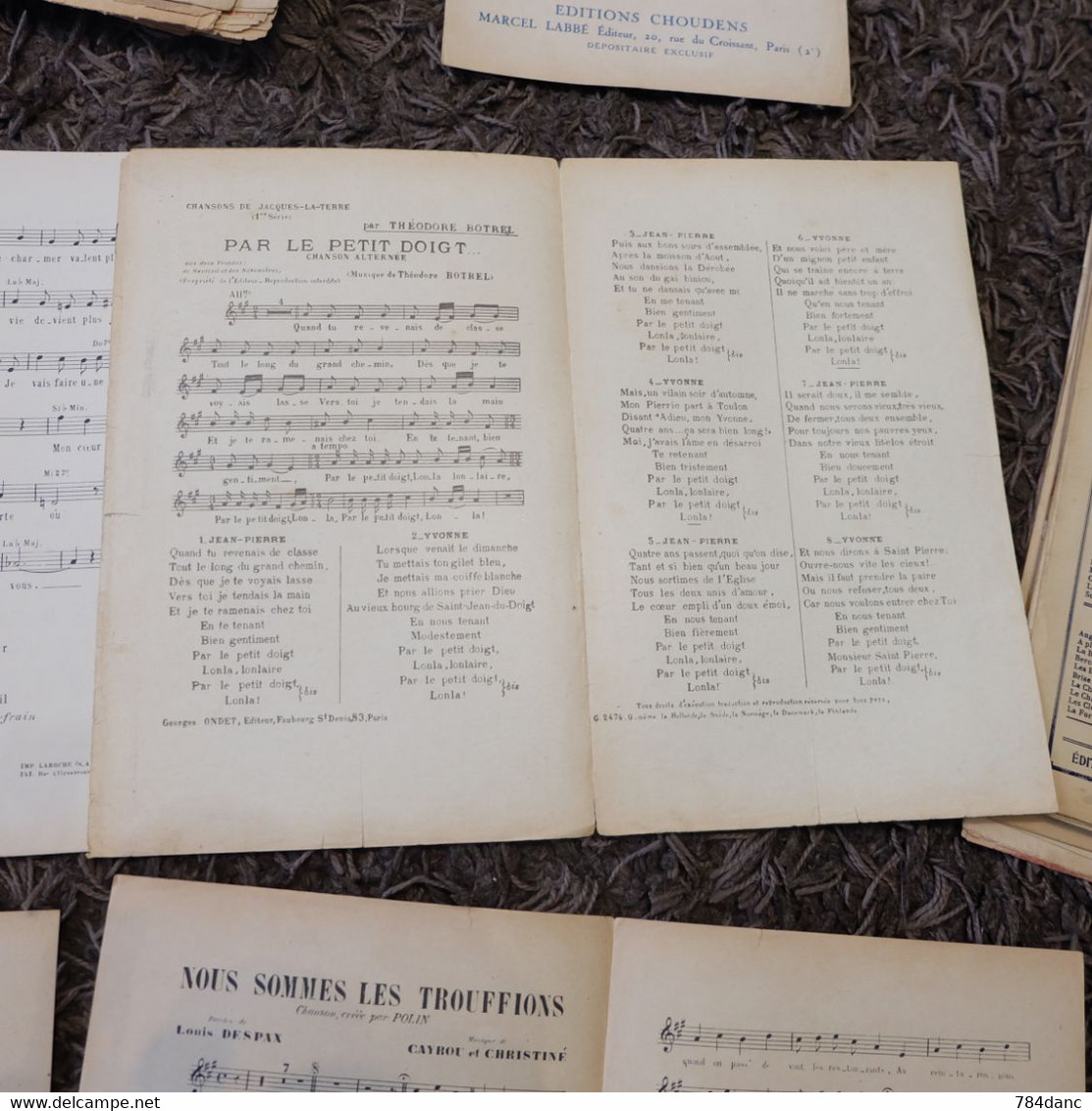 Lot 4 Partitions Musique - Nous Trouffions Lerie Botrel Alibert  Henri Falk  Petit Doigt - Song Books