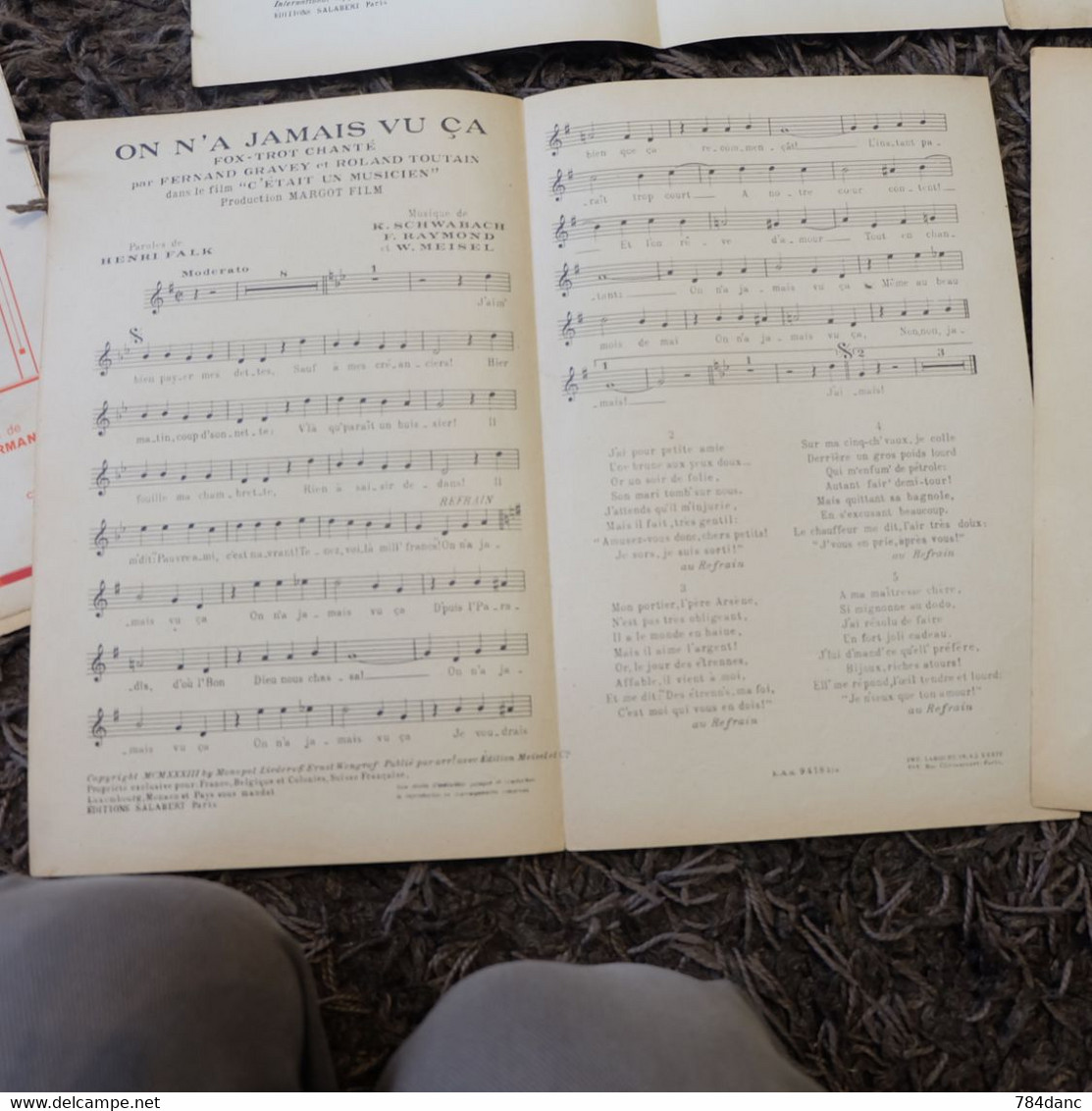 Lot 4 Partitions Musique - Nous Trouffions Lerie Botrel Alibert  Henri Falk  Petit Doigt - Song Books