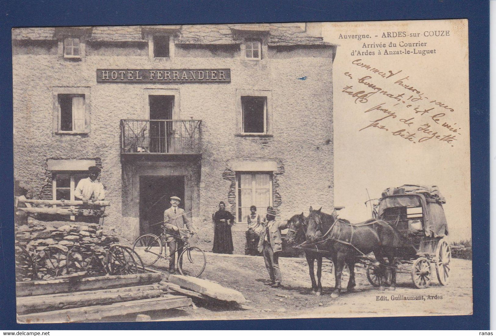 CPA [63] Puy-de-Dôme > Ardes Sur Couze Le Courrier Attelage écrite - Autres & Non Classés