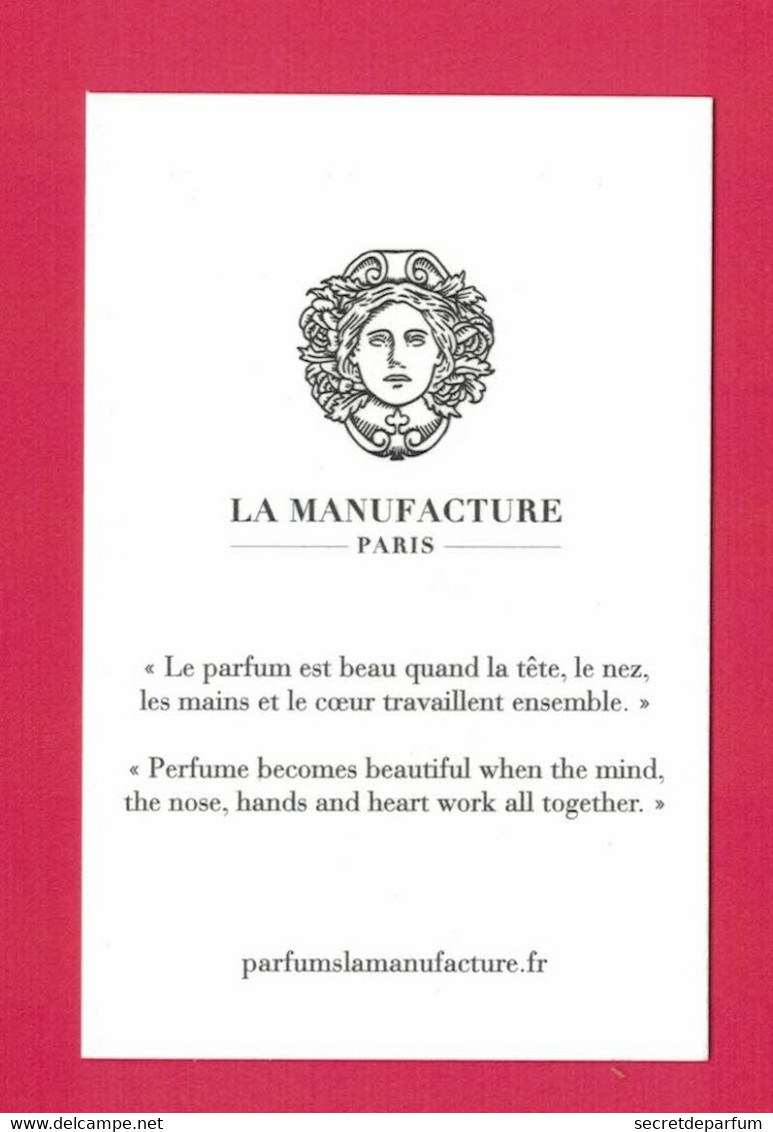 Cartes Parfumées Carte PARFUM LA MANUFACTURE PARIS RECTO VERSO - Modernes (à Partir De 1961)