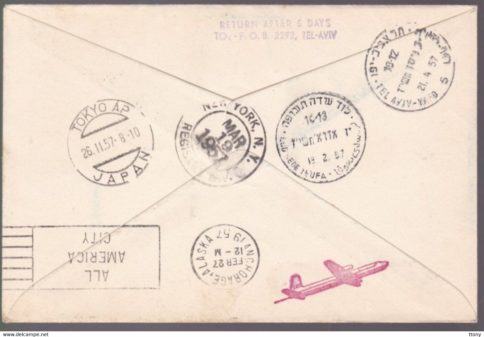Une  Lettre   Premier Vol  Lod  - Stockholm - Anchorage    Année 1957 - Airmail