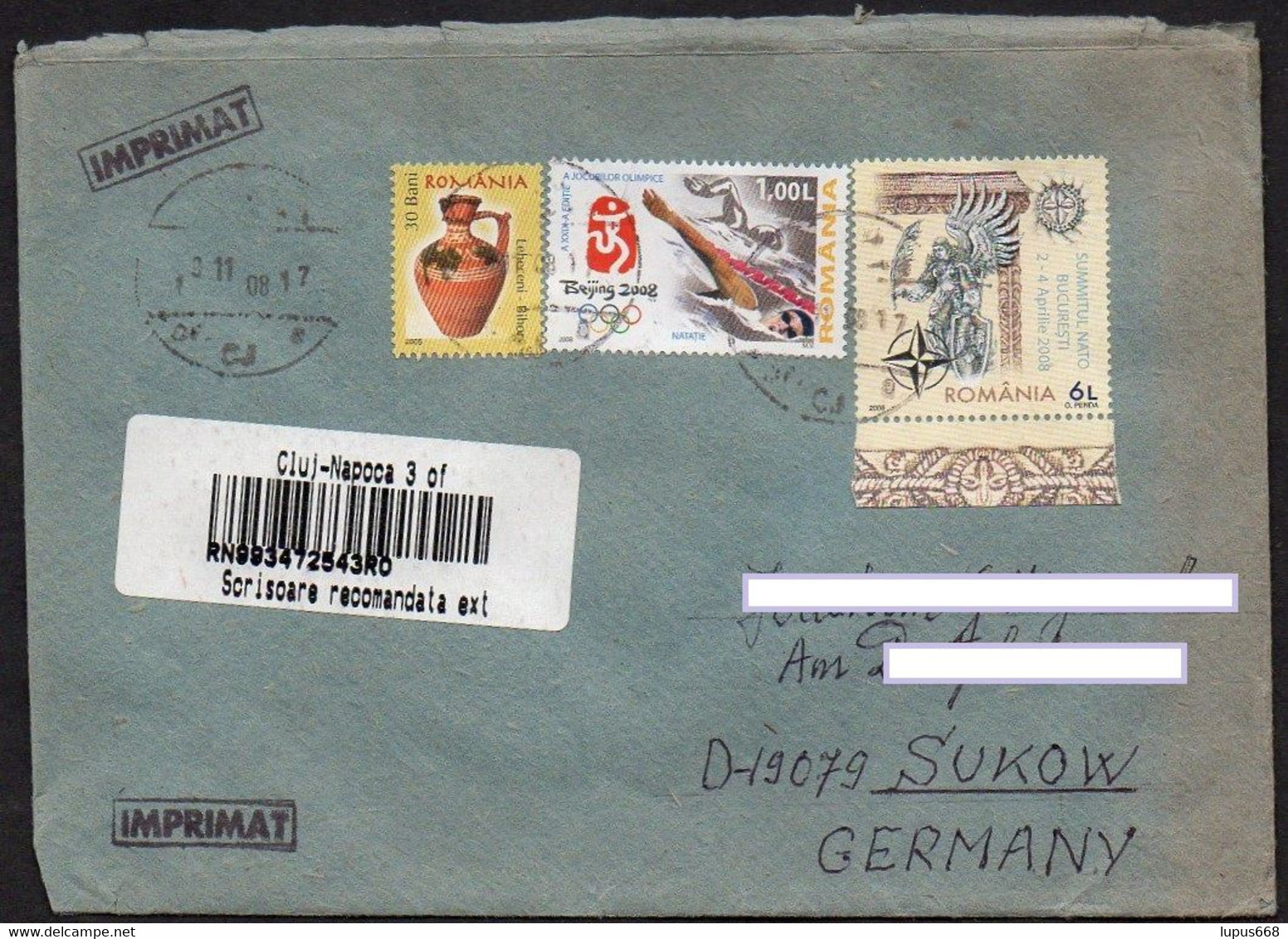 Rumänien 2008 MiNr. 6282 Nato-Gipfeltreffen A: Silberfarbig  + Auf R- Brief/letter - Storia Postale