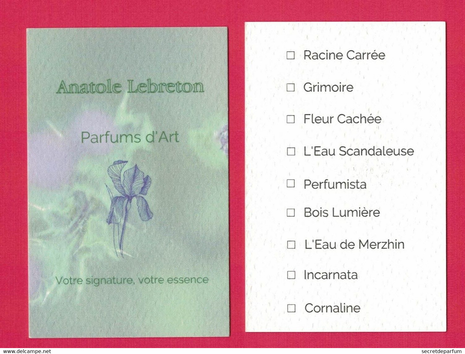 Cartes Parfumées Carte  ANATOLE LEBRETON PARFUMS D'ART RECTO VERSO - Modernes (à Partir De 1961)