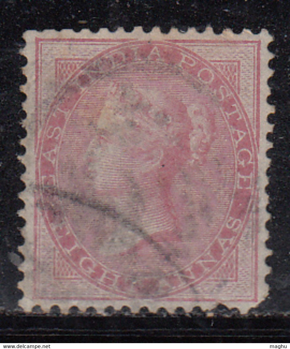 8a On Bluish Paper British East India Used 1855, No Watermark, Eight Annas, Cond., Perf Short - 1854 Britische Indien-Kompanie