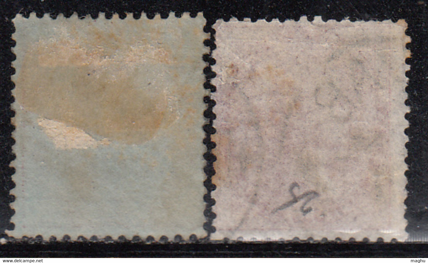 2 Diff., Combination Of 8as, No Watermark Series, 1855 (On Blue Paper)  & 1856, British India Used - 1854 Britische Indien-Kompanie