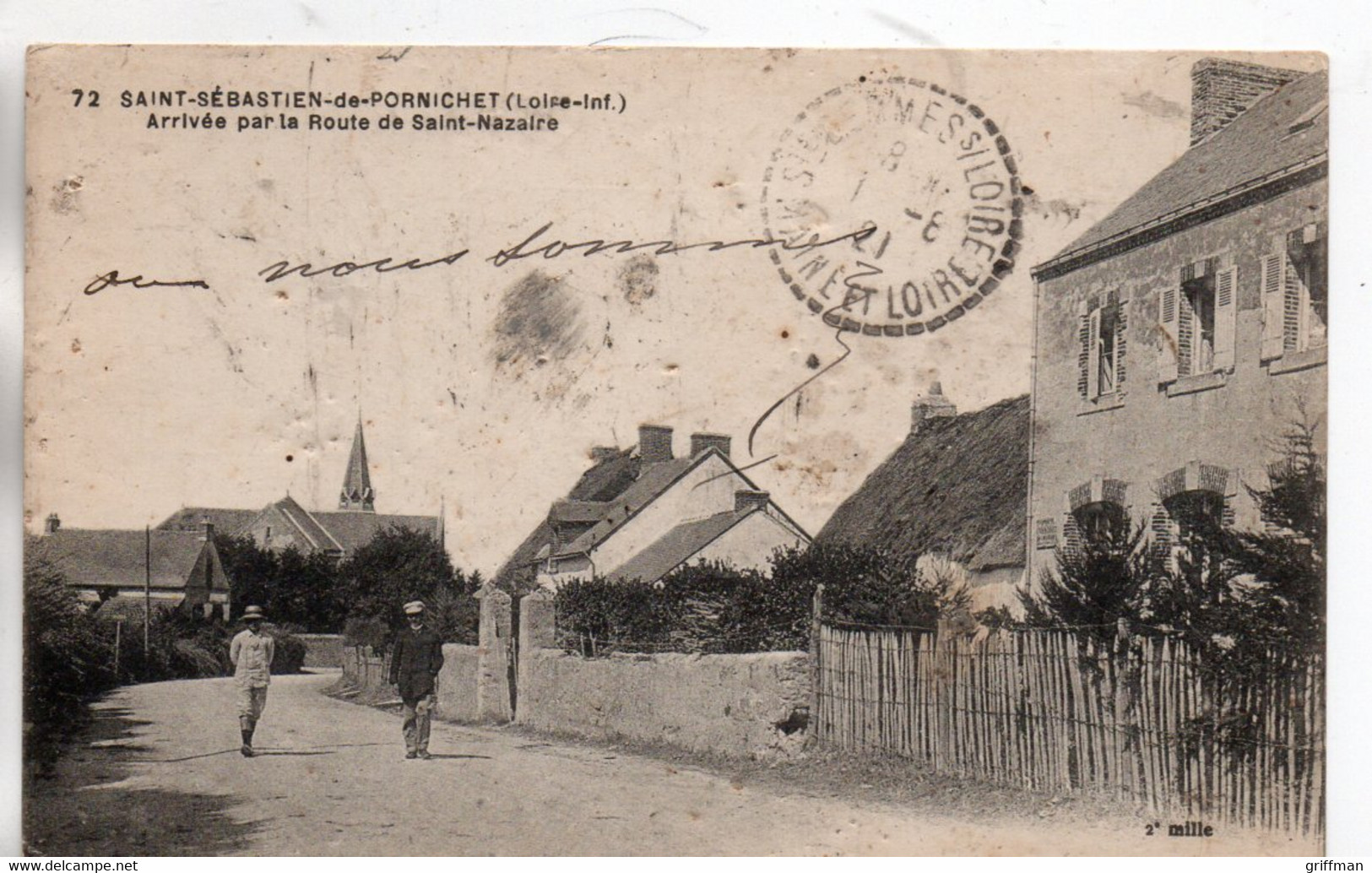 SAINT SEBASTIEN DE PORNICHET ARRIVEE PAR LA ROUTE DE SAINT NAZAIRE 1921 - Saint-Sébastien-sur-Loire