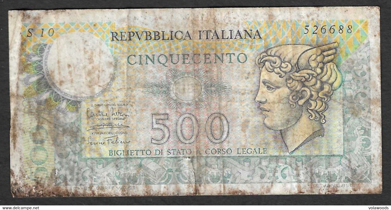 Italia - Banconota Circolata Da 500 Lire "Mercurio" P-94a.1 - 1974 #19 - 500 Liras